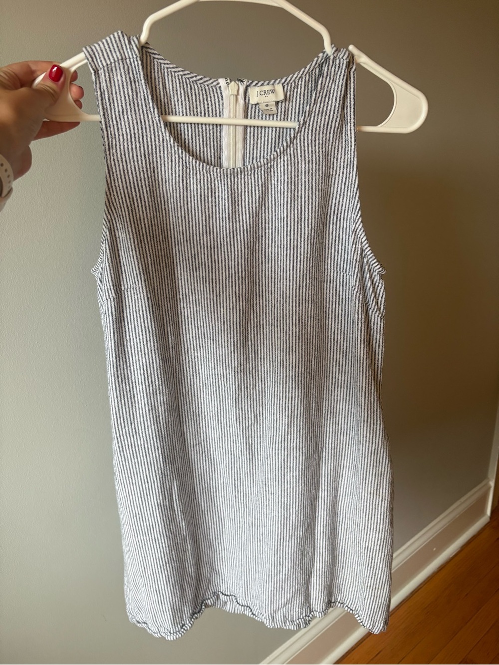J. Crew Navy & White Vertical-Stripe Sleeveless Dress